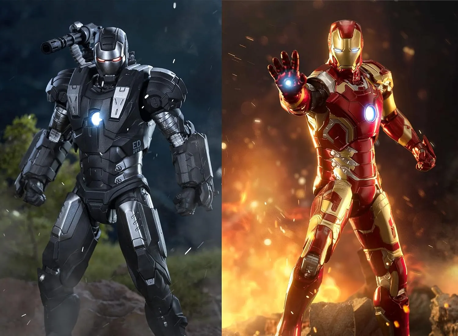 Ironman Action Figures Set 2 Pack Metal Painting All Joints Movable 7 Inch Collectible Model Toys (WM1 & MK43)