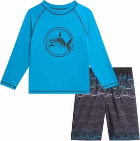 iXtreme Boys Rash Guard Set - 2 Piece UPF 50  Quick Dry Long Sleeve Swim Shirt and Swim Trunks for Boys (Sizes: 2T-14)