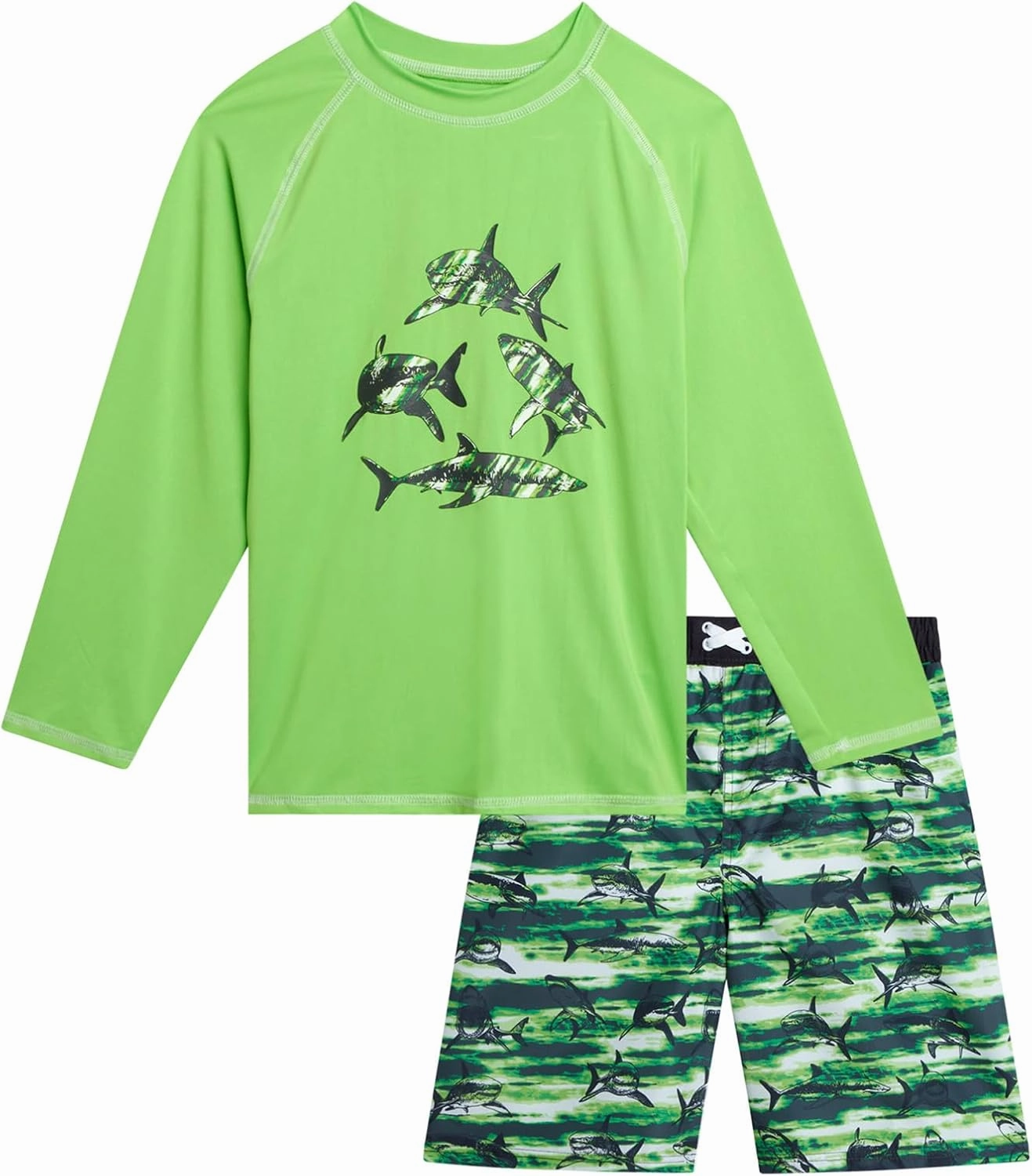 iXtreme Boys Rash Guard Set - 2 Piece UPF 50  Quick Dry Long Sleeve Swim Shirt and Swim Trunks for Boys (Sizes: 2T-14)
