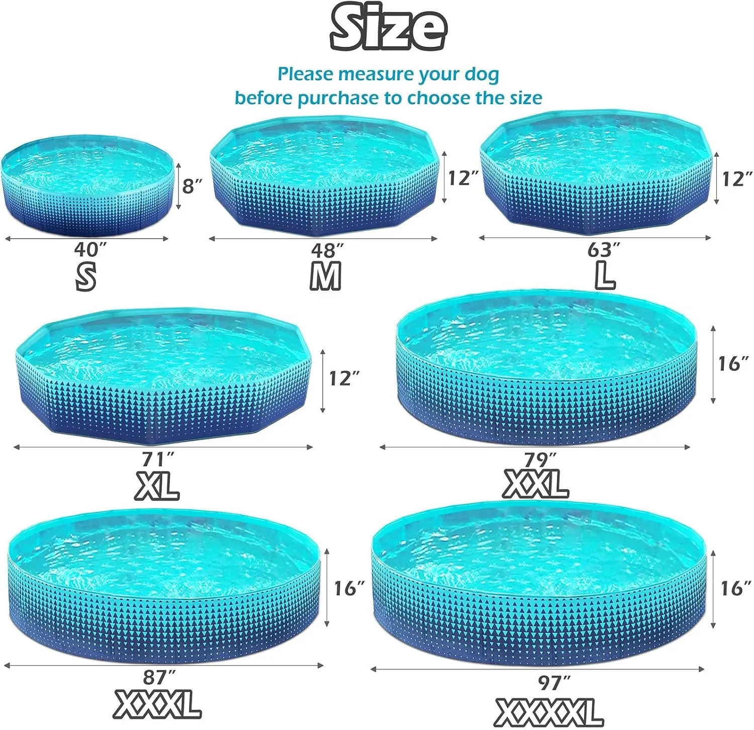 Jasonwell Foldable Dog Kiddie Pool - Hard Plastic Kids Paddling Pool Toddler Baby Swimming Pools for Backyard Collapsible Whelping Box Pet Doggie Cats Wading Pools Bathtub for Puppy Large Dogs 79In