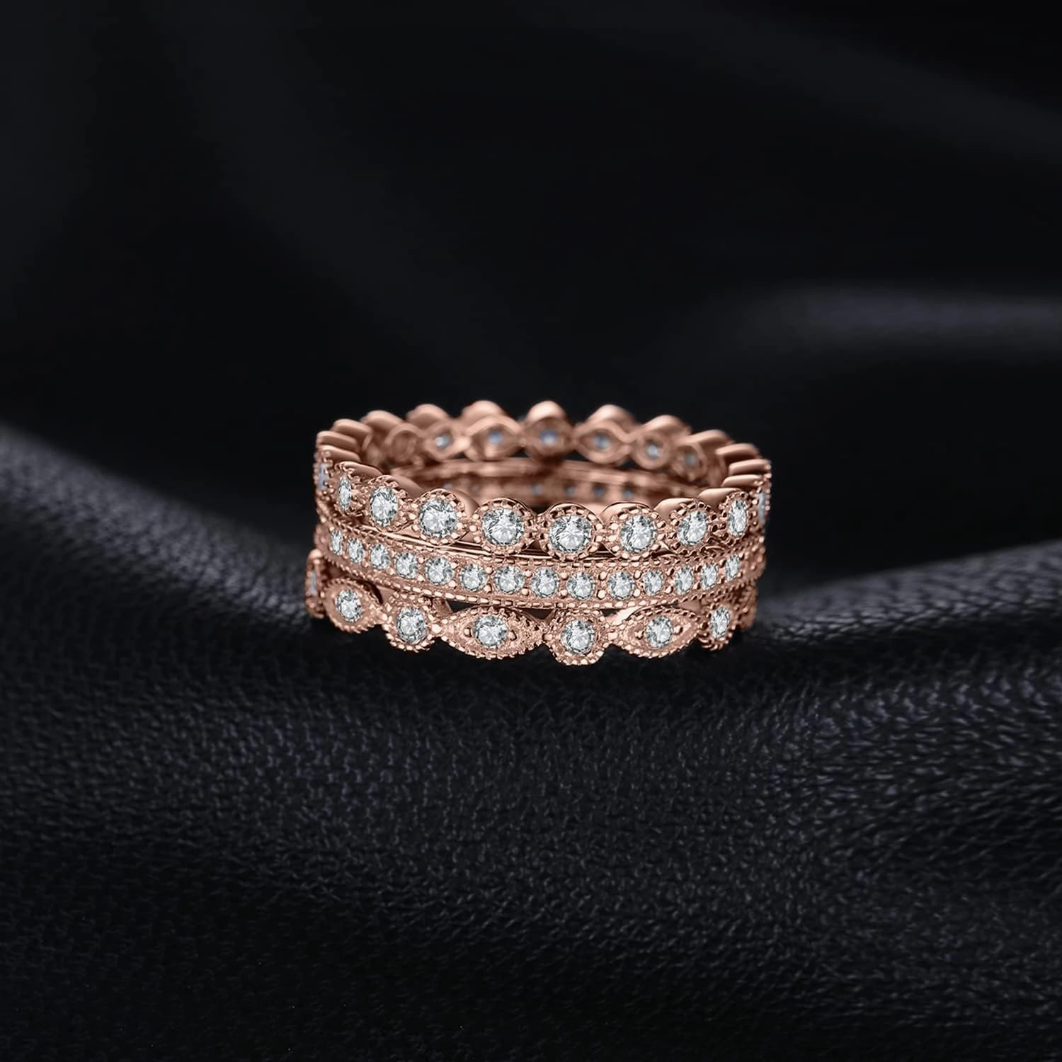 JewelryPalace 14K Gold Plated 925 Sterling Silver Rings for Women, Cubic Zirconia Promise Rings for Her, Stackable Wedding Bands Rings for Women Set Size 4-12