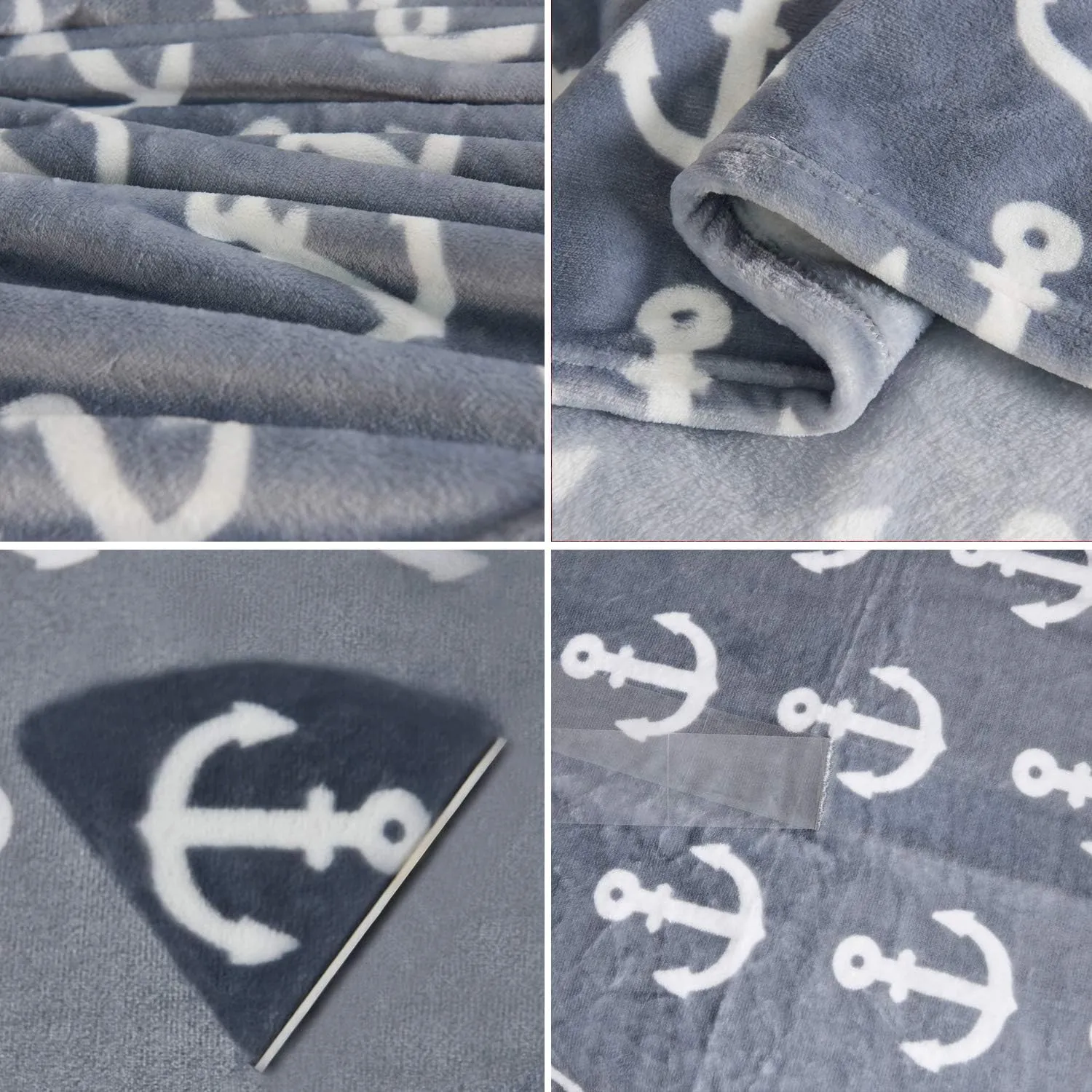 JML Plush Blanket, 300GSM Super Soft Warm Printed Flannel Fleece Blanket for Couch and Sofa (Anchor, Queen)
