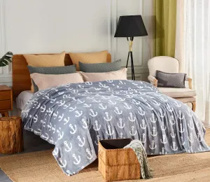 JML Plush Blanket, 300GSM Super Soft Warm Printed Flannel Fleece Blanket for Couch and Sofa (Anchor, Queen)