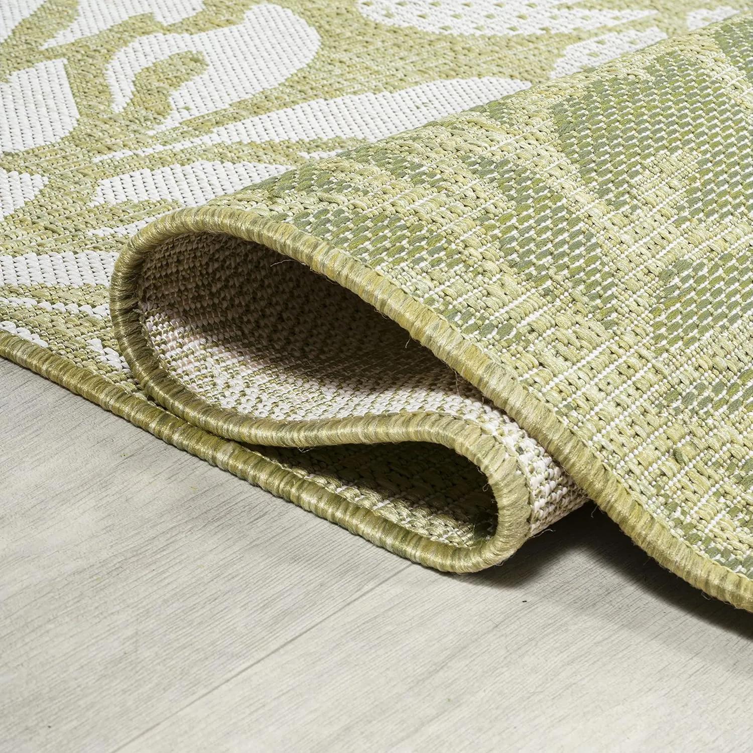 JONATHAN Y SMB110H-210 Zinnia Modern Floral Textured Weave Indoor Outdoor Runner Rug, Country Coastal Transitional Easy-Cleaning,Bedroom,Kitchen,Backyard,Patio,Non Shedding, 2 X 10, Green/Cream