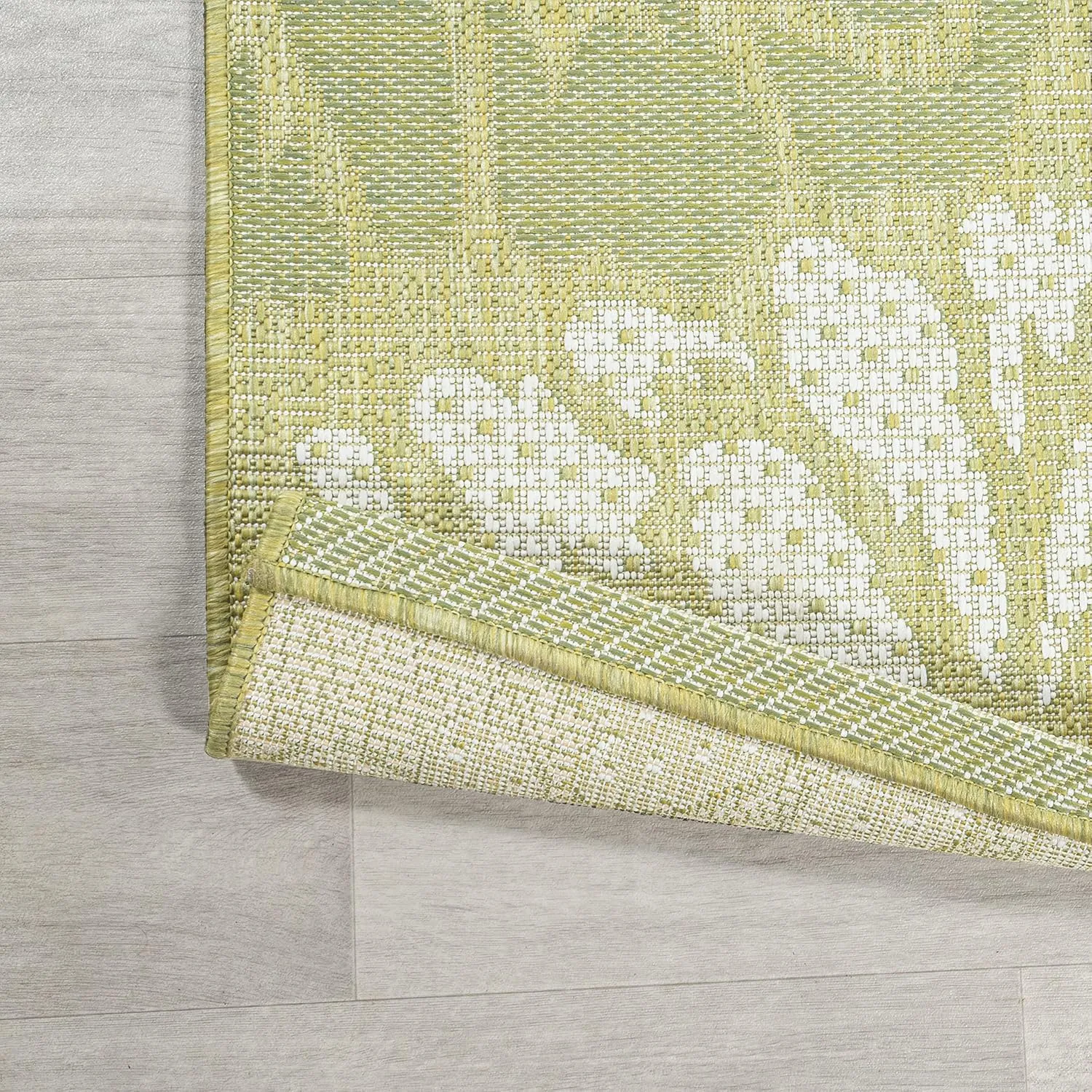JONATHAN Y SMB110H-210 Zinnia Modern Floral Textured Weave Indoor Outdoor Runner Rug, Country Coastal Transitional Easy-Cleaning,Bedroom,Kitchen,Backyard,Patio,Non Shedding, 2 X 10, Green/Cream