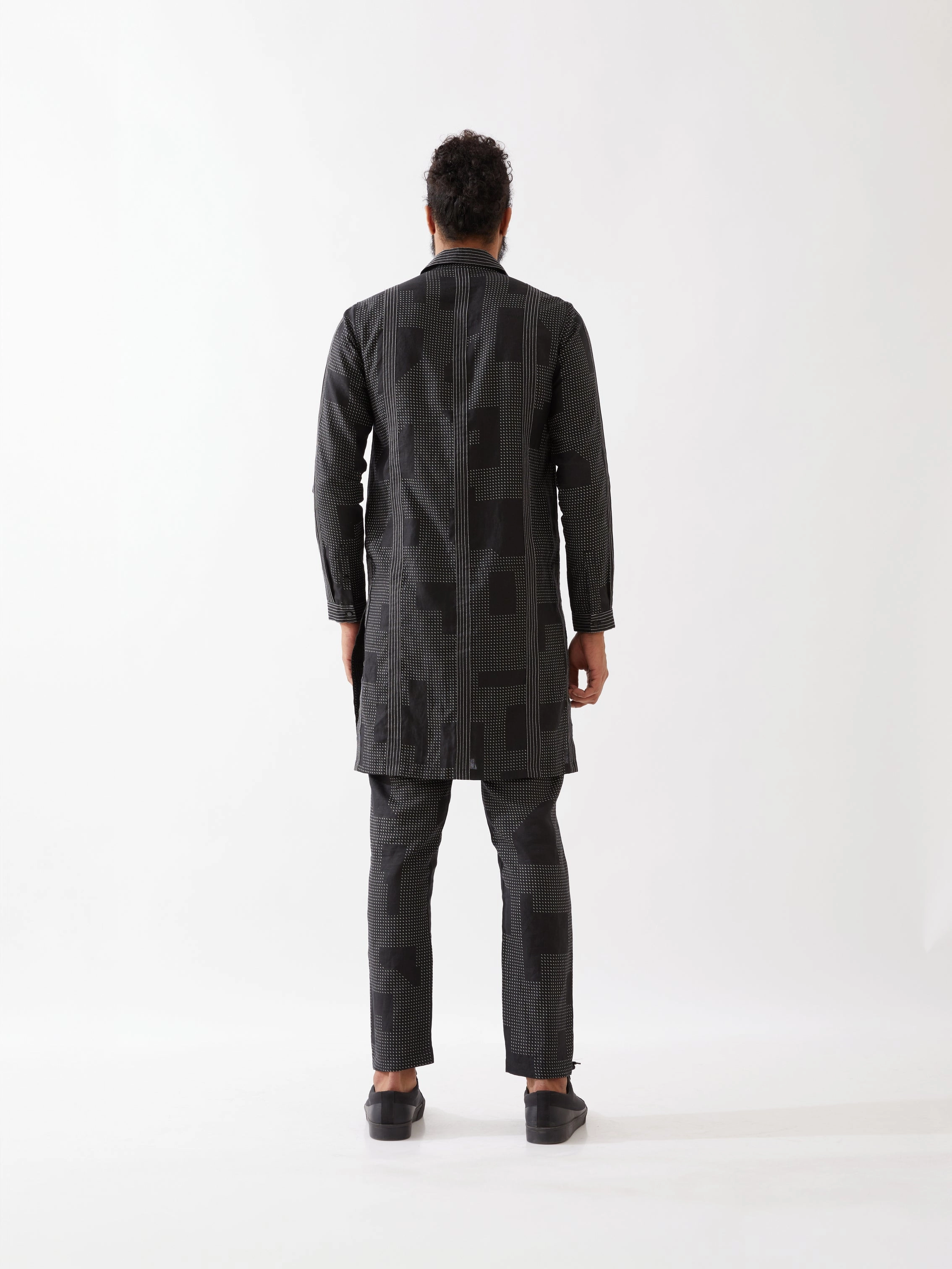 JOUNAH BLOCKS KURTA - BLACK