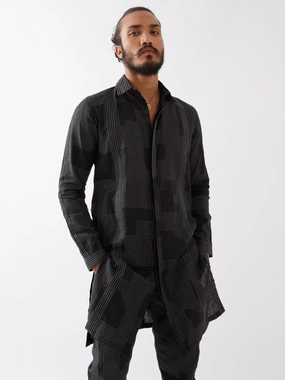 JOUNAH BLOCKS KURTA - BLACK