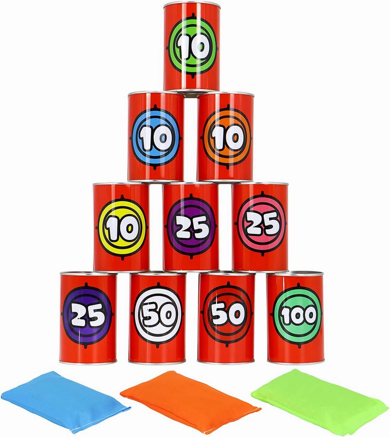 JOYIN 13 Pcs Carnival Party Bean Bag Toss Game, Sturdy Knockdown Can, Birthday Easter Party, Family, Best Outdoor and Indoor Games, Easter Egg Hunt for Classroom Gifts (Number Style)