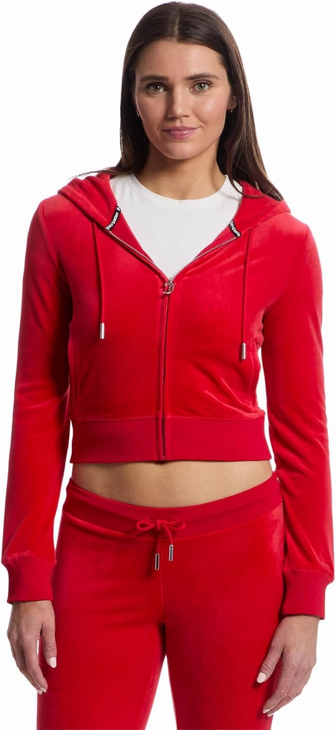 Juicy Couture Women's Solid Classic Juicy Hoodie with Back Bling