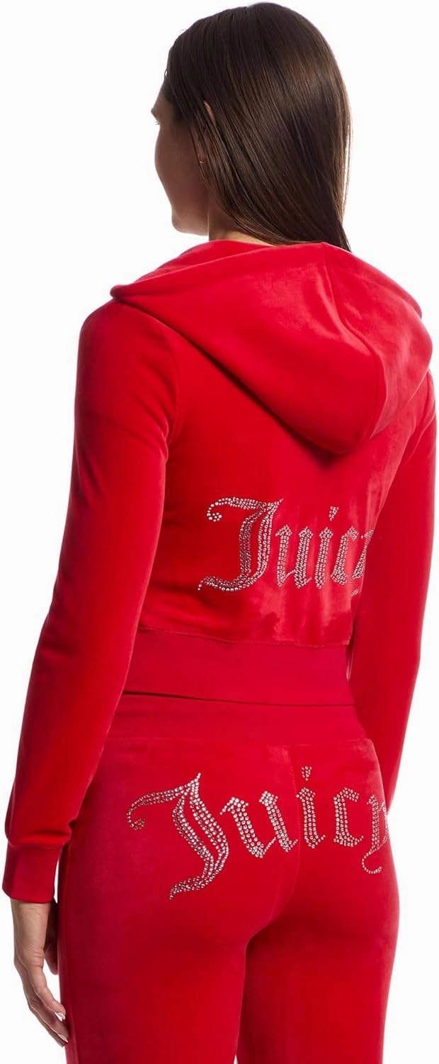 Juicy Couture Women's Solid Classic Juicy Hoodie with Back Bling
