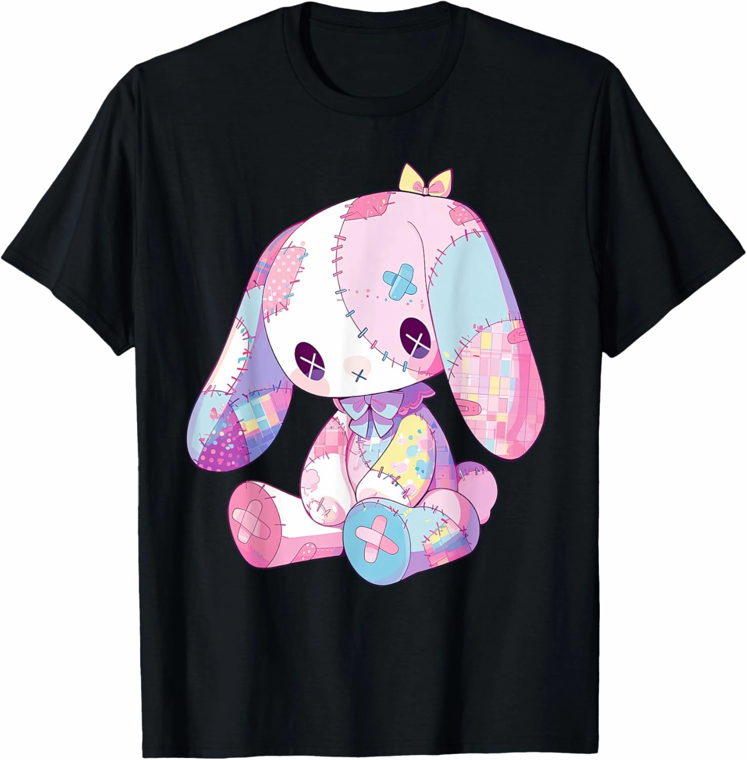 Kawaii Pastel Goth Creepy Cute Witchy Sad Zombie Pink Bunny T-Shirt