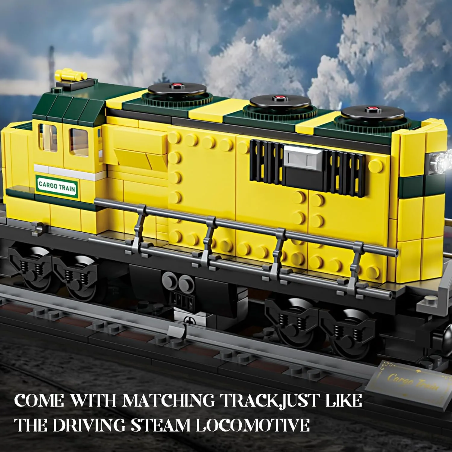 KAZI Retro Cargo Train Building Toys,Classic Locomotive Display Model for Trains Lovers,Fun Gift for Boys Adults,Home Decor