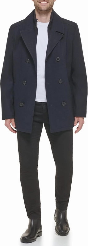 Kenneth Cole Men's Double Breasted Bib Peacoat