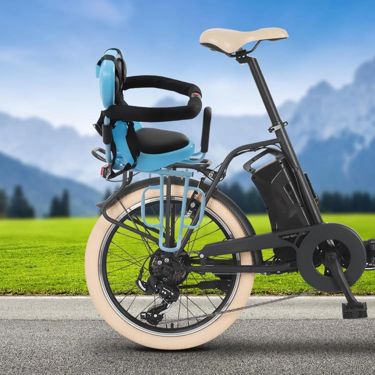 Kids Bike Seat Rear Mounted, Baby Bicycle Toddler Seats Removable Safety Back Child Carrier Bicycle Seat for Mountain Bike Adult Bicycle E-Bikes