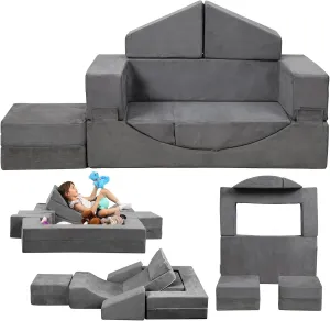 Kids Couch, Modular Kids Sofa for Toddlers, Toddler Couch Foam Play Set, Convertible Sofa for Children