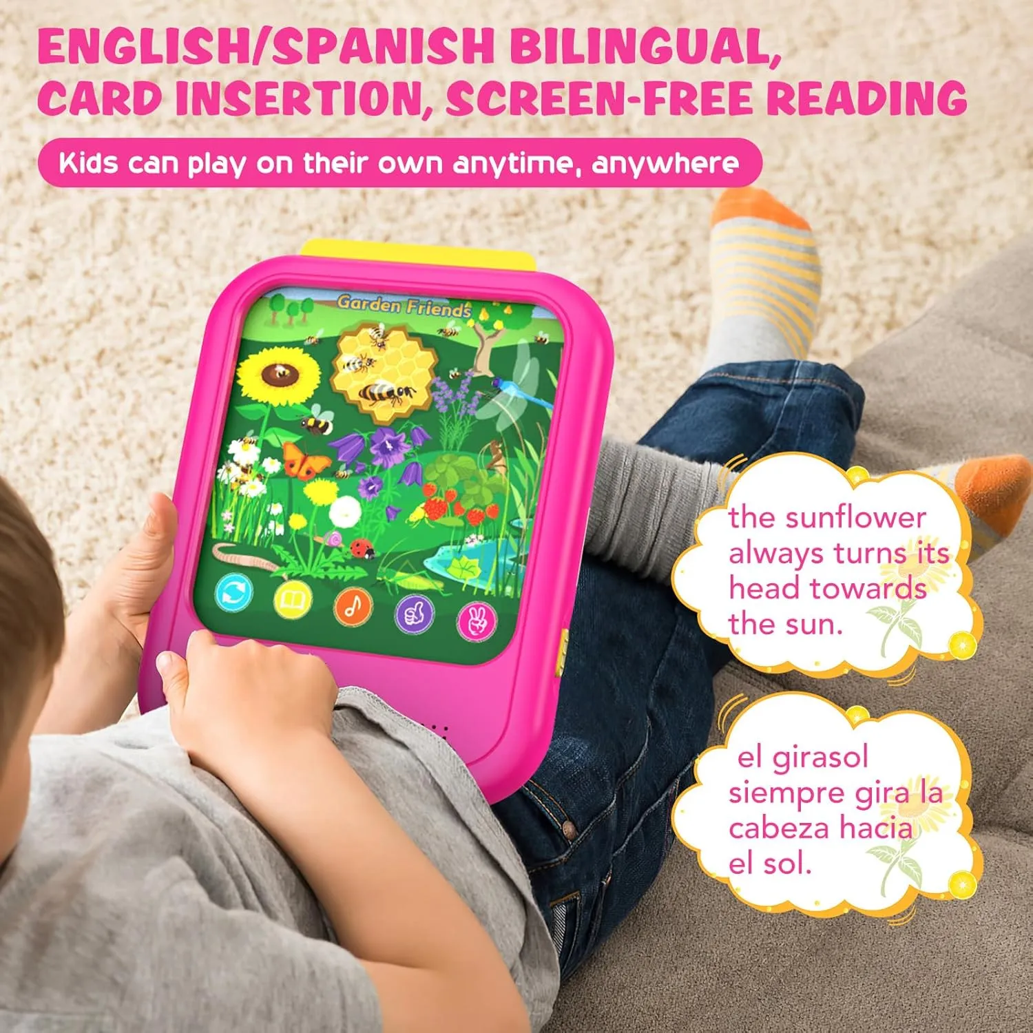 Kids Learning Tablet Educational Learning Pad for Toddlers 2-5 to Learn Alphabets, Numbers, Foods, Time, Music, Talking Cards for Toddlers，Learning Educational Toy Kids Gifts