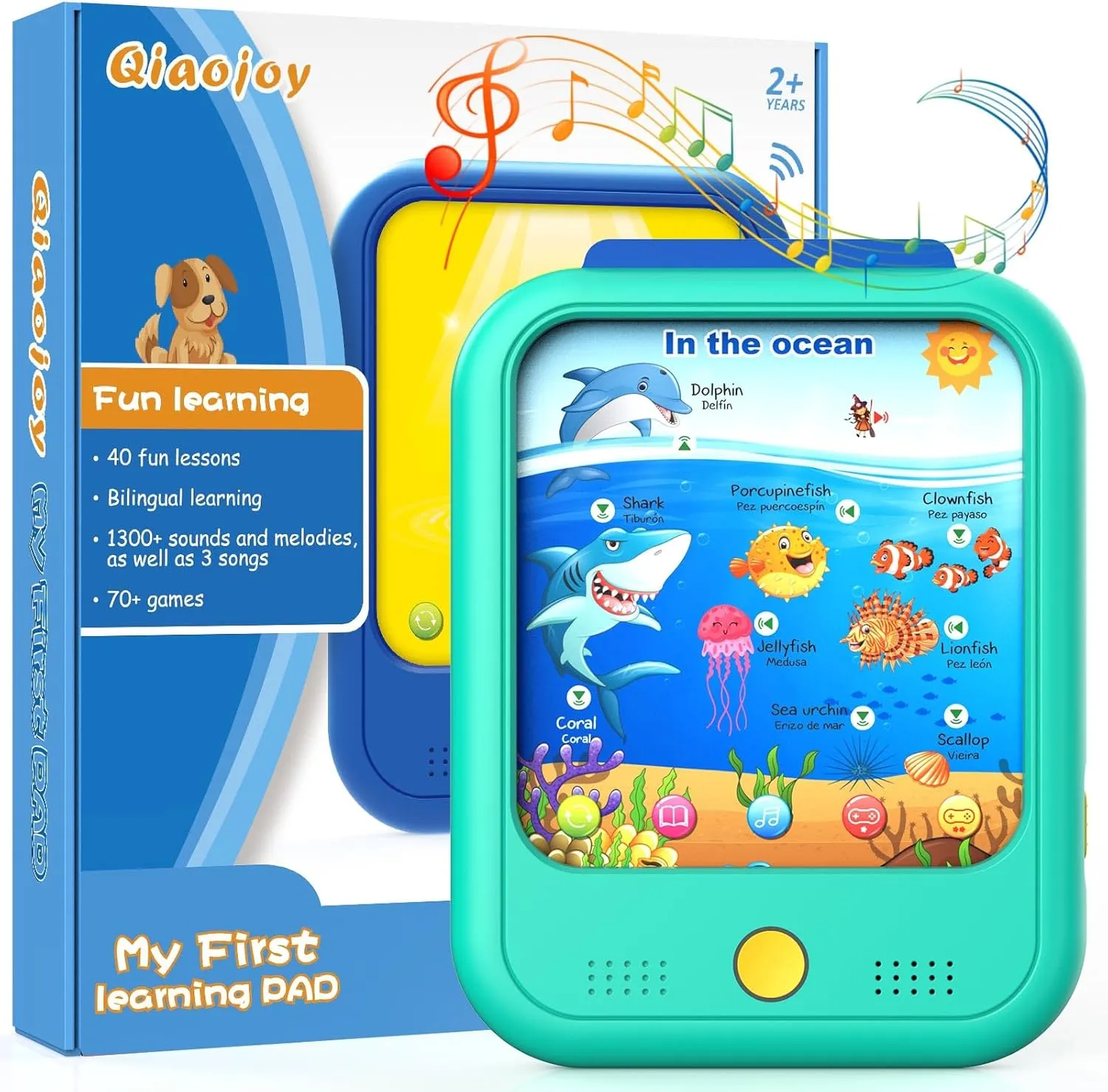 Kids Learning Tablet Educational Learning Pad for Toddlers 2-5 to Learn Alphabets, Numbers, Foods, Time, Music, Vehicles,Jurassic Park, Tablet Toy for Toddlers Ages 2 3 4 5 6 Years Old