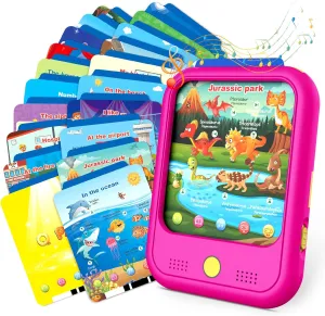 Kids Learning Tablet Educational Learning Pad for Toddlers 2-5 to Learn Alphabets, Numbers, Foods, Time, Music, Vehicles,Jurassic Park, Tablet Toy for Toddlers Ages 2 3 4 5 6 Years Old