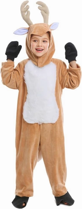 Kids Christmas Reindeer Costume Deer Animal Outfits Onesie Party for Boys and Girls