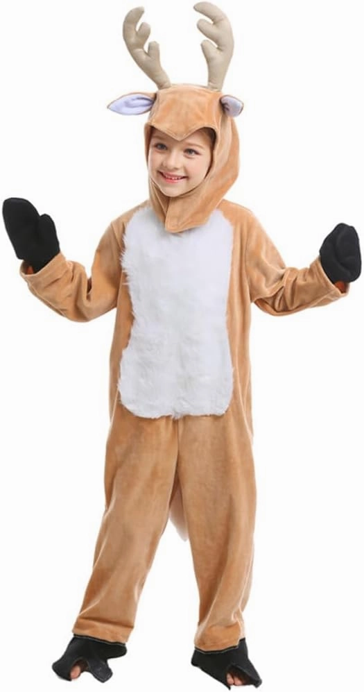 Kids Christmas Reindeer Costume Deer Animal Outfits Onesie Party for Boys and Girls