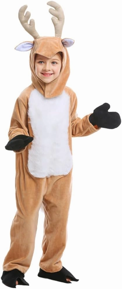 Kids Christmas Reindeer Costume Deer Animal Outfits Onesie Party for Boys and Girls