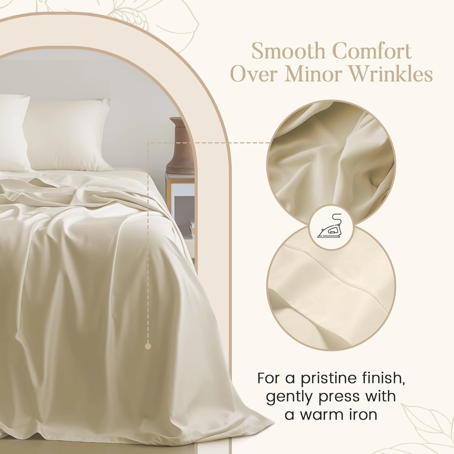King Sheets Deep Pocket King Sheet Set,100% Cotton Bed Sheets, 800 Thread Count 4 PC Sateen Weave Luxury Bedding Sheet & Pillowcase Sets, Soft & Comfy Naturally Cool, No Pill Machine Washable- Ivory