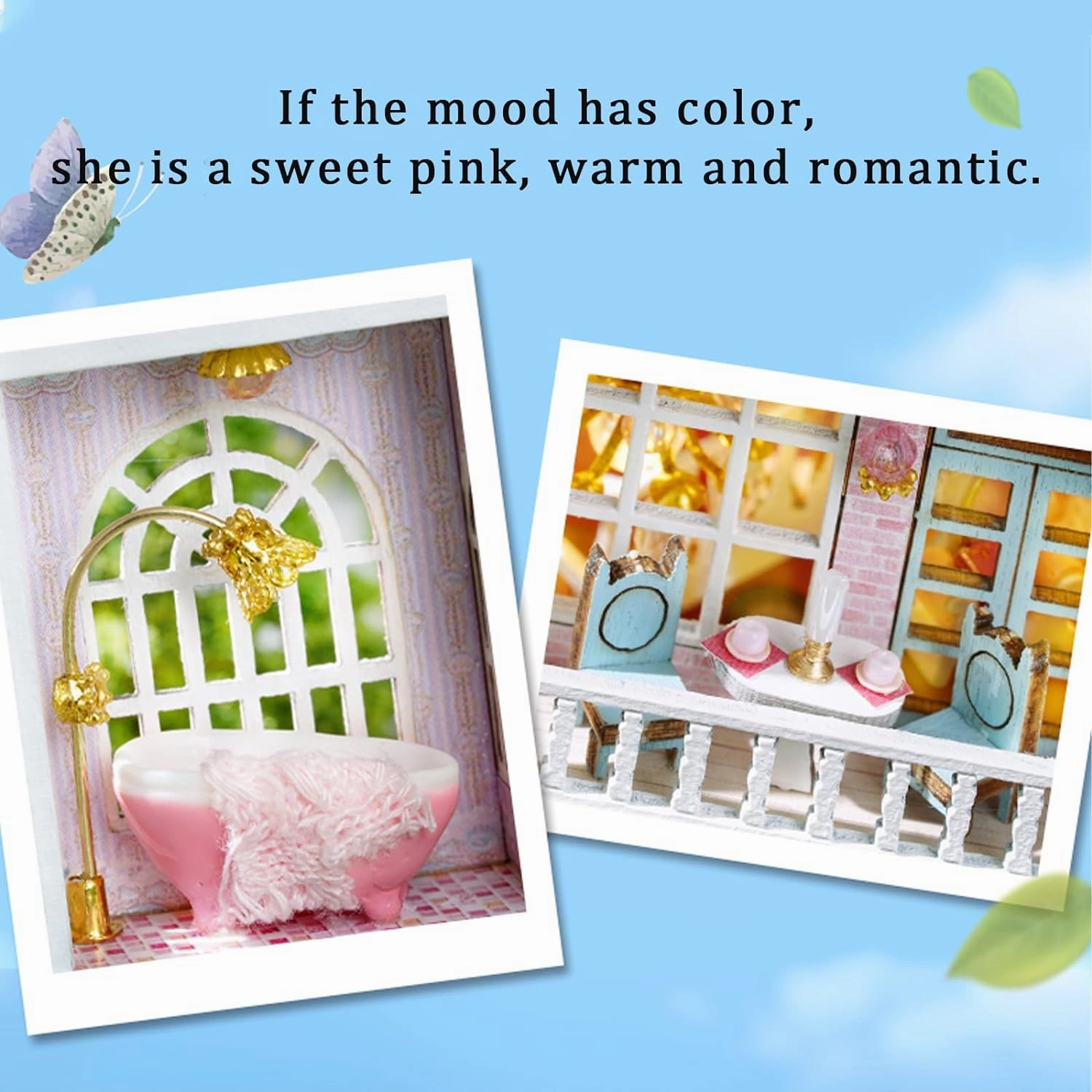 Kisoy Romantic and Cute Dollhouse Miniature DIY House Kit Creative Room Perfect DIY Gift for Friends, Lovers and Families (Romantic Castle)