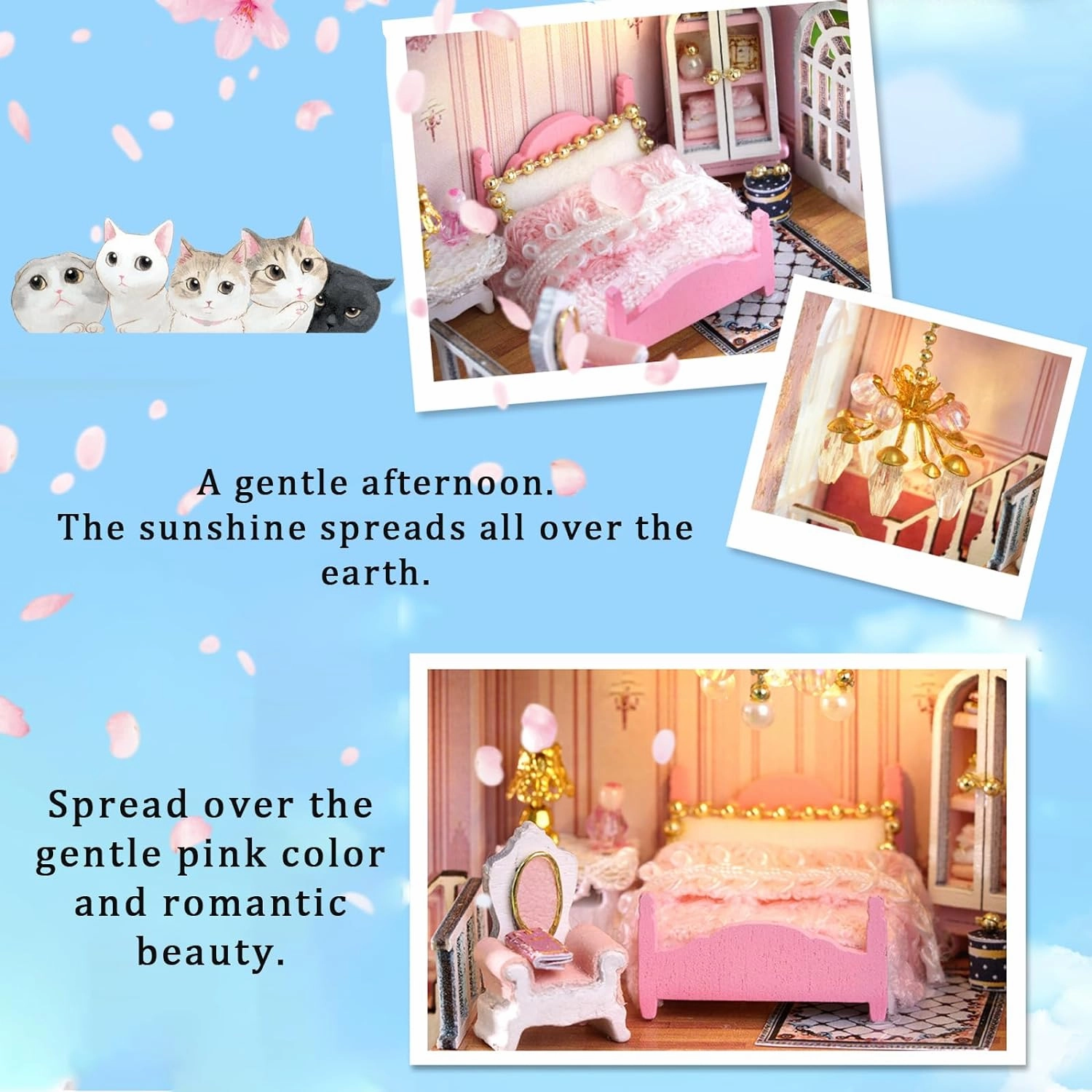 Kisoy Romantic and Cute Dollhouse Miniature DIY House Kit Creative Room Perfect DIY Gift for Friends, Lovers and Families (Romantic Castle)