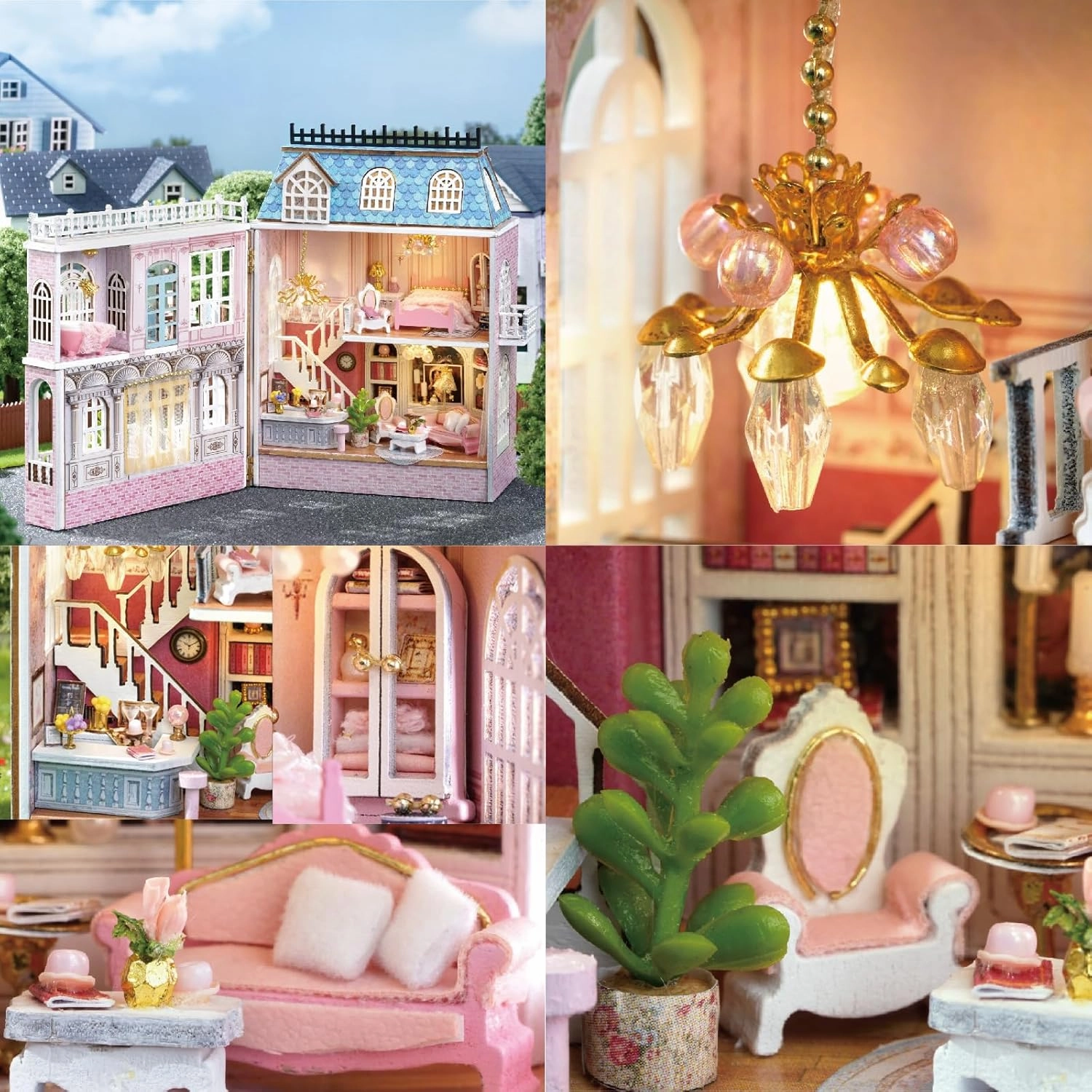 Kisoy Romantic and Cute Dollhouse Miniature DIY House Kit Creative Room Perfect DIY Gift for Friends, Lovers and Families (Romantic Castle)