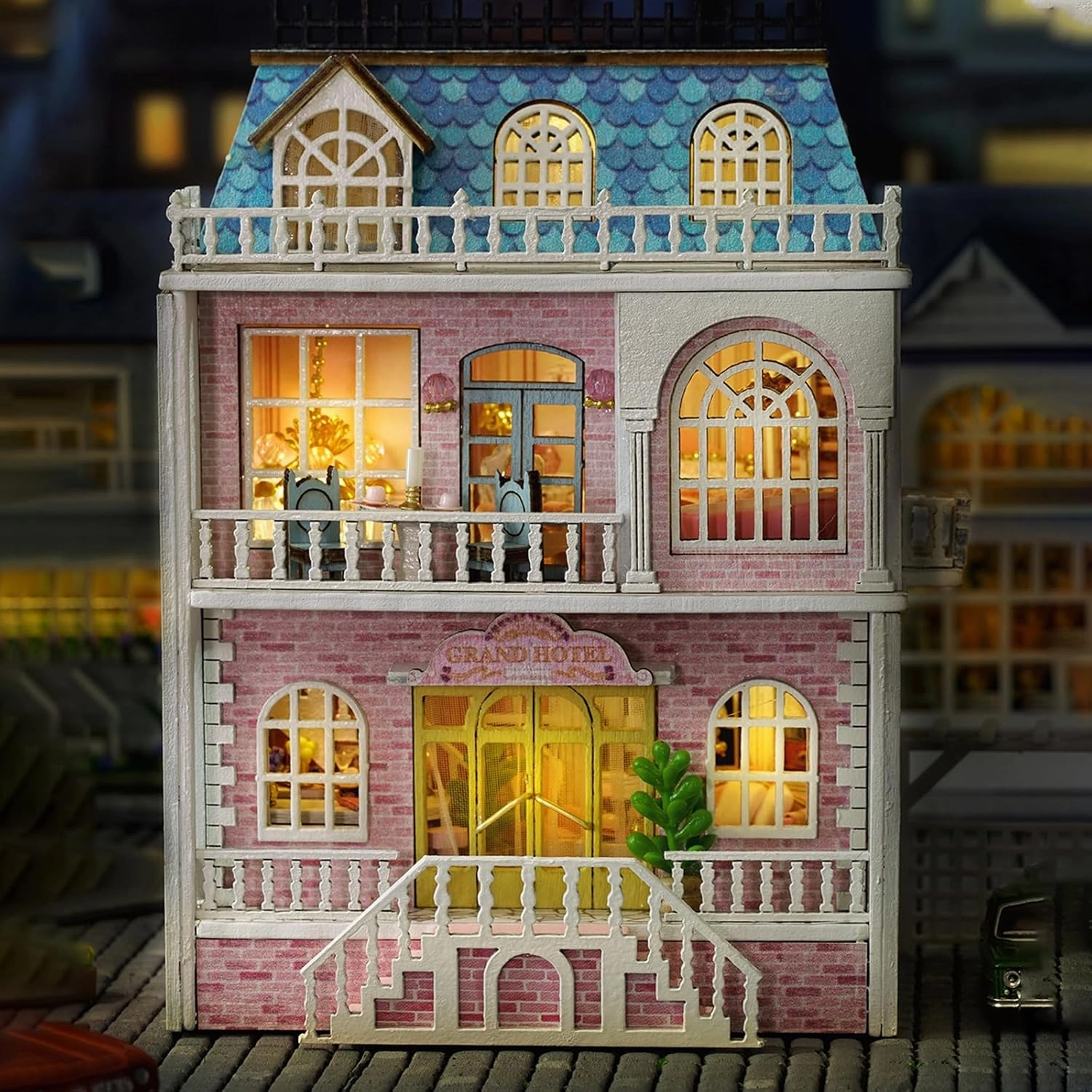 Kisoy Romantic and Cute Dollhouse Miniature DIY House Kit Creative Room Perfect DIY Gift for Friends, Lovers and Families (Romantic Castle)