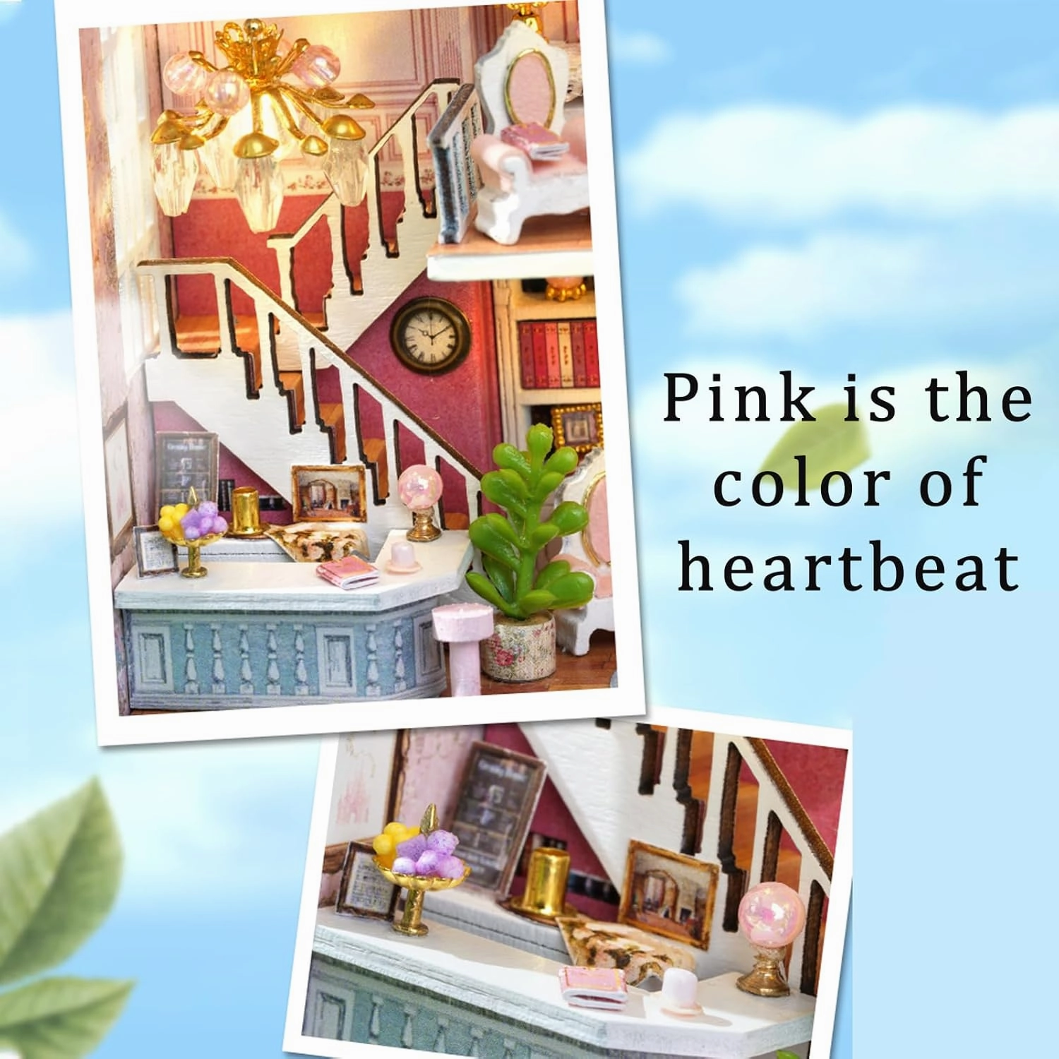 Kisoy Romantic and Cute Dollhouse Miniature DIY House Kit Creative Room Perfect DIY Gift for Friends, Lovers and Families (Romantic Castle)