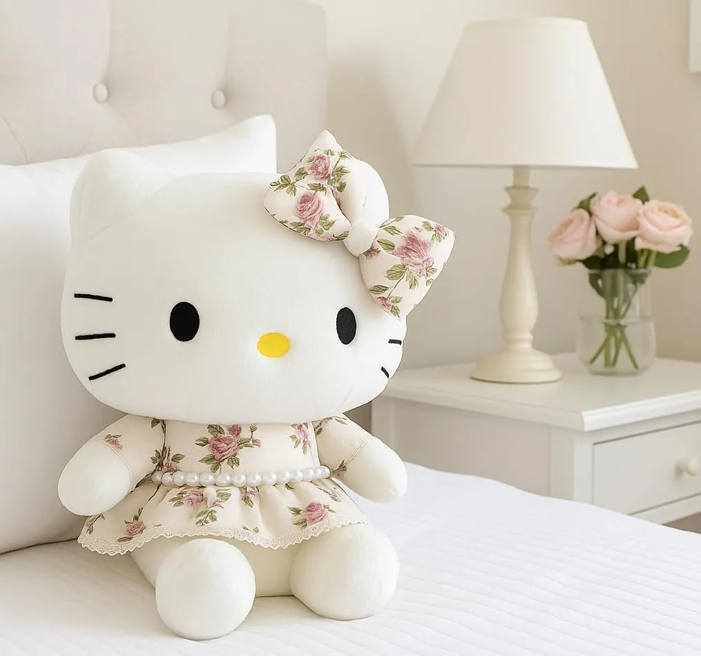 Kitty Plush 10” Collectible Kitty Plushie Cute Stuffed Animal Toy Adorable Kawaii Doll (Pearls Country)
