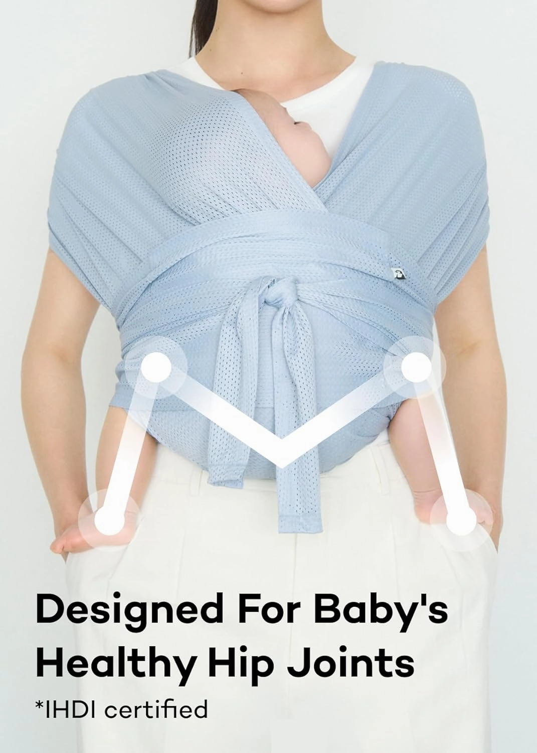 Konny New and Improved Baby Carrier Flex AirMesh(Includes Head Support) - Adjustable Summer, Easy to Wear, Baby Wrap Carrier, Perfect for Newborn Babies Essentials up to 44 lbs (M-4XL) - Mint Grey