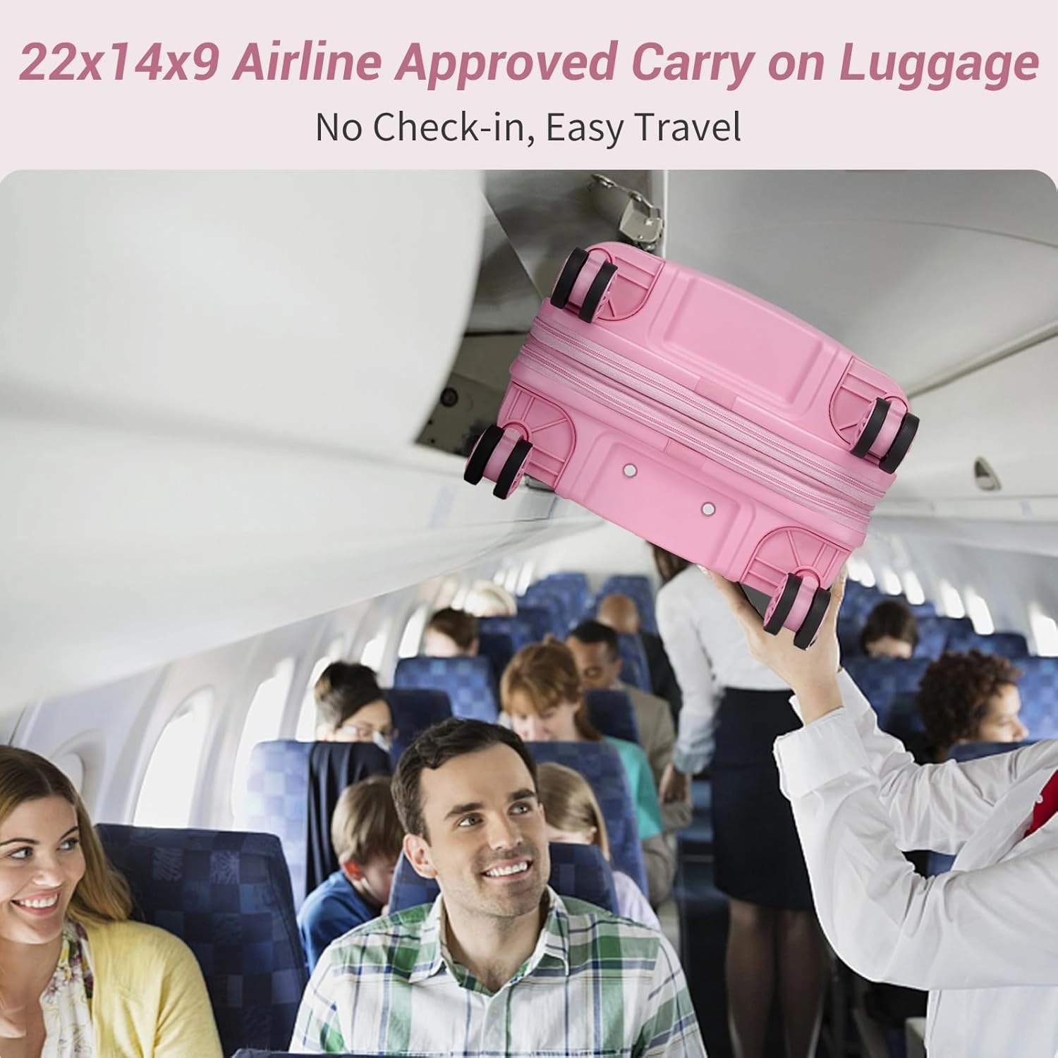Kono Luggage Sets 3 Piece Hard Shell Travel Trolley 4 Spinner Wheels Lightweight Polypropylene Suitcase with TSA Lock (Pink, 20/24/28 Set)