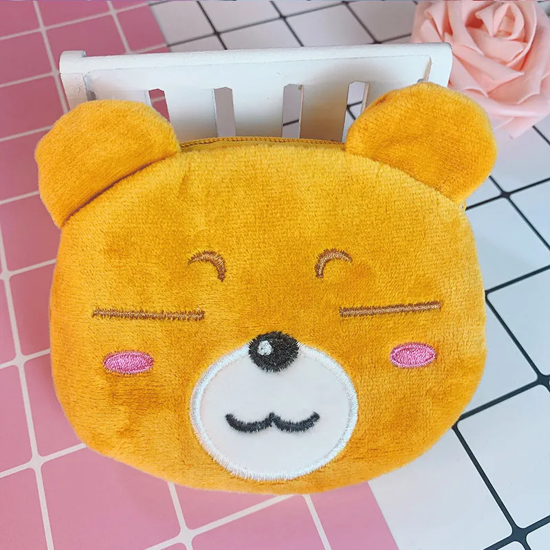 Korean Cartoon Heart Portable Mini Plush Coin Purses