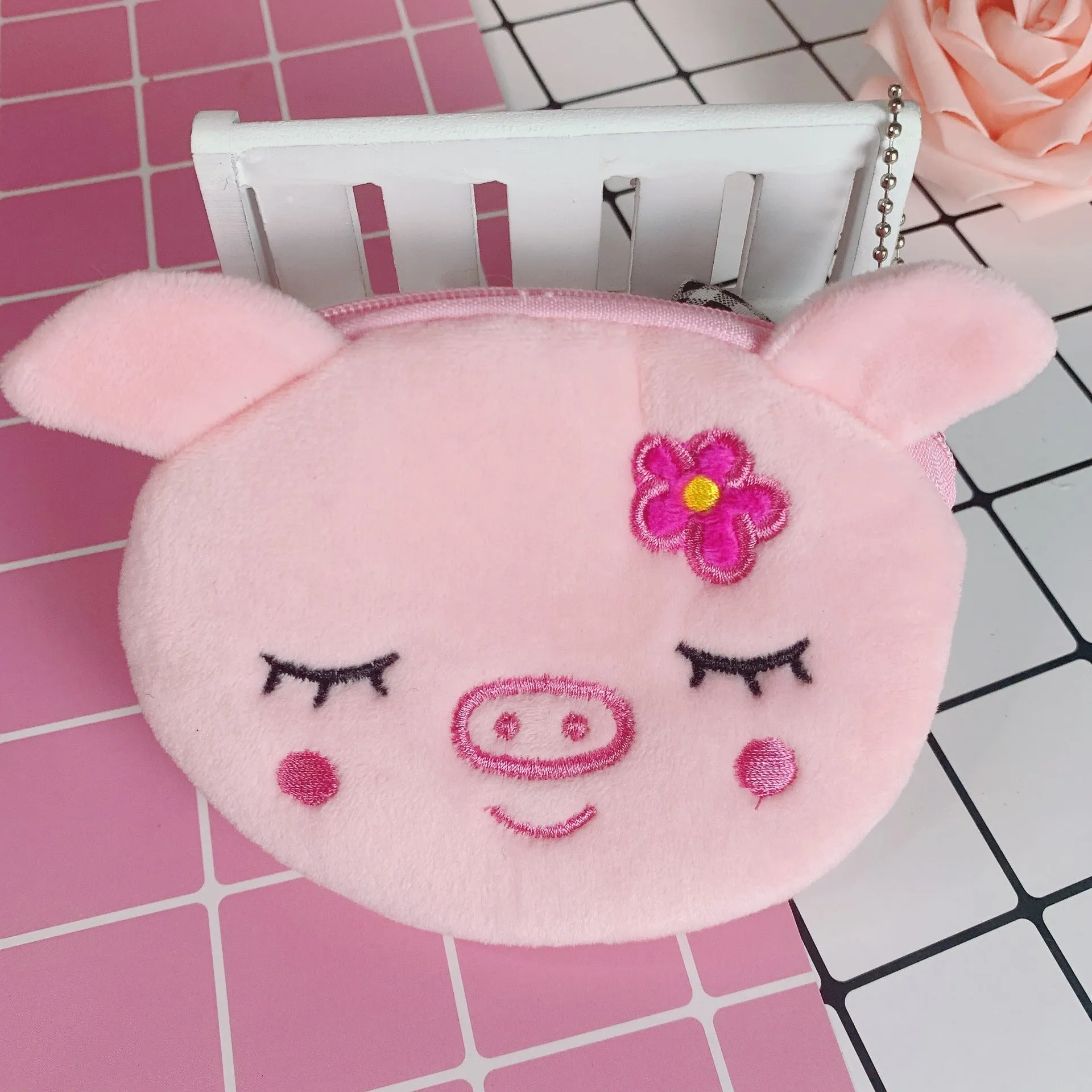 Korean Cartoon Heart Portable Mini Plush Coin Purses