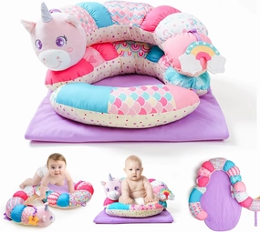 Koty Tummy Time Toys, 2-in-1 Unicorn Tummy Time Mat & Seated Support Pillow, Baby Toys 0-6 Months, Sensory Play Developmental Newborn Baby Shower Birthday Gifts for Boys Girls