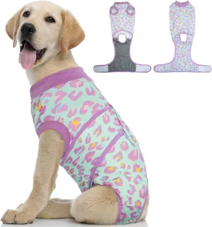 Kuoser Dog Recovery Suit for Dogs After Surgery,Professional Surgical Onesie for Female Male Dogs Spay Neuter,Soft Dog Surgery Suit Bodysuit for Abdominal Wounds Skin Disease,Light Purple Leopard M