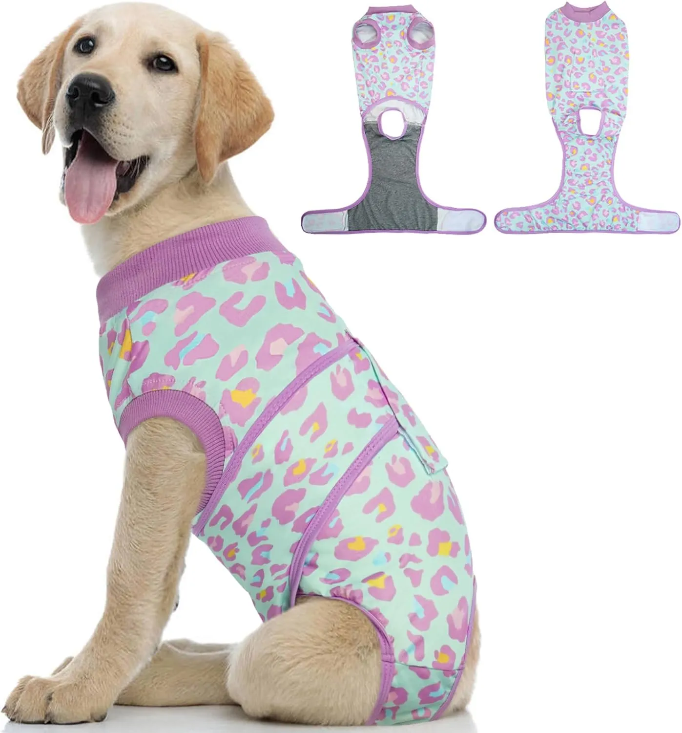 Kuoser Dog Recovery Suit for Dogs After Surgery,Professional Surgical Onesie for Female Male Dogs Spay Neuter,Soft Dog Surgery Suit Bodysuit for Abdominal Wounds Skin Disease,Light Purple Leopard M