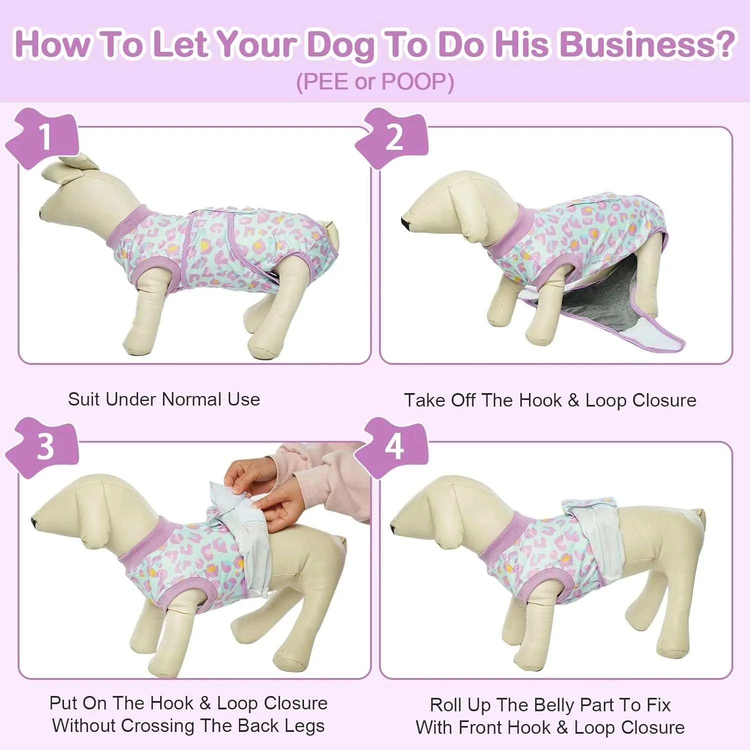 Kuoser Dog Recovery Suit for Dogs After Surgery,Professional Surgical Onesie for Female Male Dogs Spay Neuter,Soft Dog Surgery Suit Bodysuit for Abdominal Wounds Skin Disease,Light Purple Leopard M