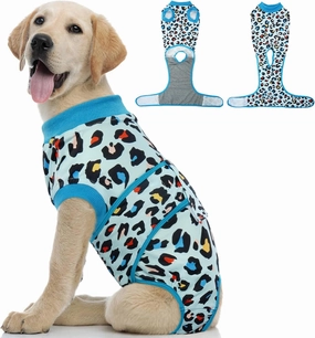 Kuoser Dog Recovery Suit for Dogs After Surgery,Professional Surgical Onesie for Female Male Dogs Spay Neuter,Soft Dog Surgery Suit Bodysuit for Abdominal Wounds Skin Disease,Blue Leopard M