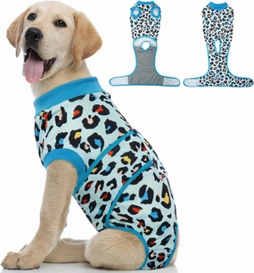 Kuoser Dog Recovery Suit for Dogs After Surgery,Professional Surgical Onesie for Female Male Dogs Spay Neuter,Soft Dog Surgery Suit Bodysuit for Abdominal Wounds Skin Disease,Blue Leopard M
