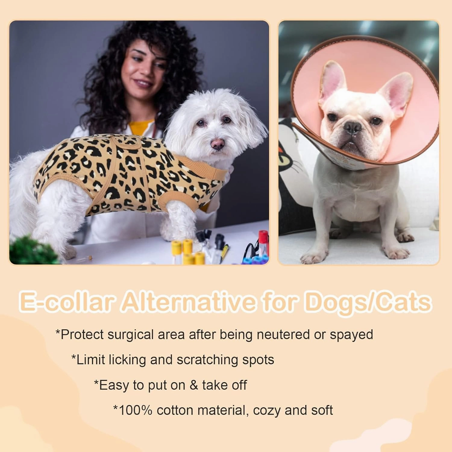 Kuoser Dog Recovery Suit for Dogs After Surgery,Professional Surgical Onesie for Female Male Dogs Spay Neuter,Soft Dog Surgery Suit Bodysuit for Abdominal Wounds Skin Disease,Coffee Leopard L