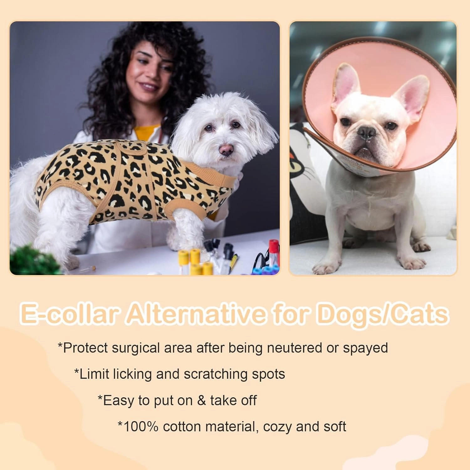 Kuoser Dog Recovery Suit for Dogs After Surgery,Professional Surgical Onesie for Female Male Dogs Spay Neuter,Soft Dog Surgery Suit Bodysuit for Abdominal Wounds Skin Disease,Coffee Leopard M