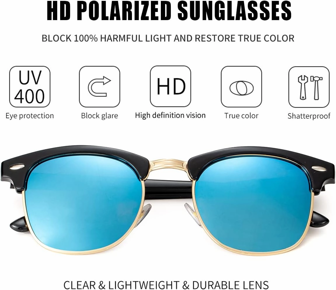 Kursan Classic Semi Rimless Polarized Sunglasses for Men Women Sports Sun Glasses