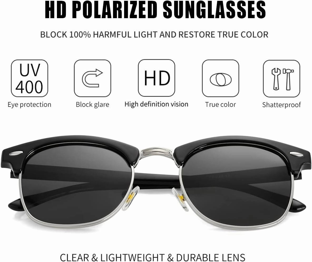 Kursan Classic Semi Rimless Polarized Sunglasses for Men Women Sports Sun Glasses