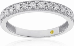 Lab Grown Diamond Wedding Bands for Women | 10K Yellow, White and Rose Gold Certified 1/10-1/2 Carat Milgrain Diamond Anniversary Bands, Promise Rings and Stackable Bands