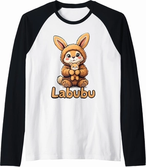 Labubu Adorable Bunny Companion Labubu Raglan Baseball Tee