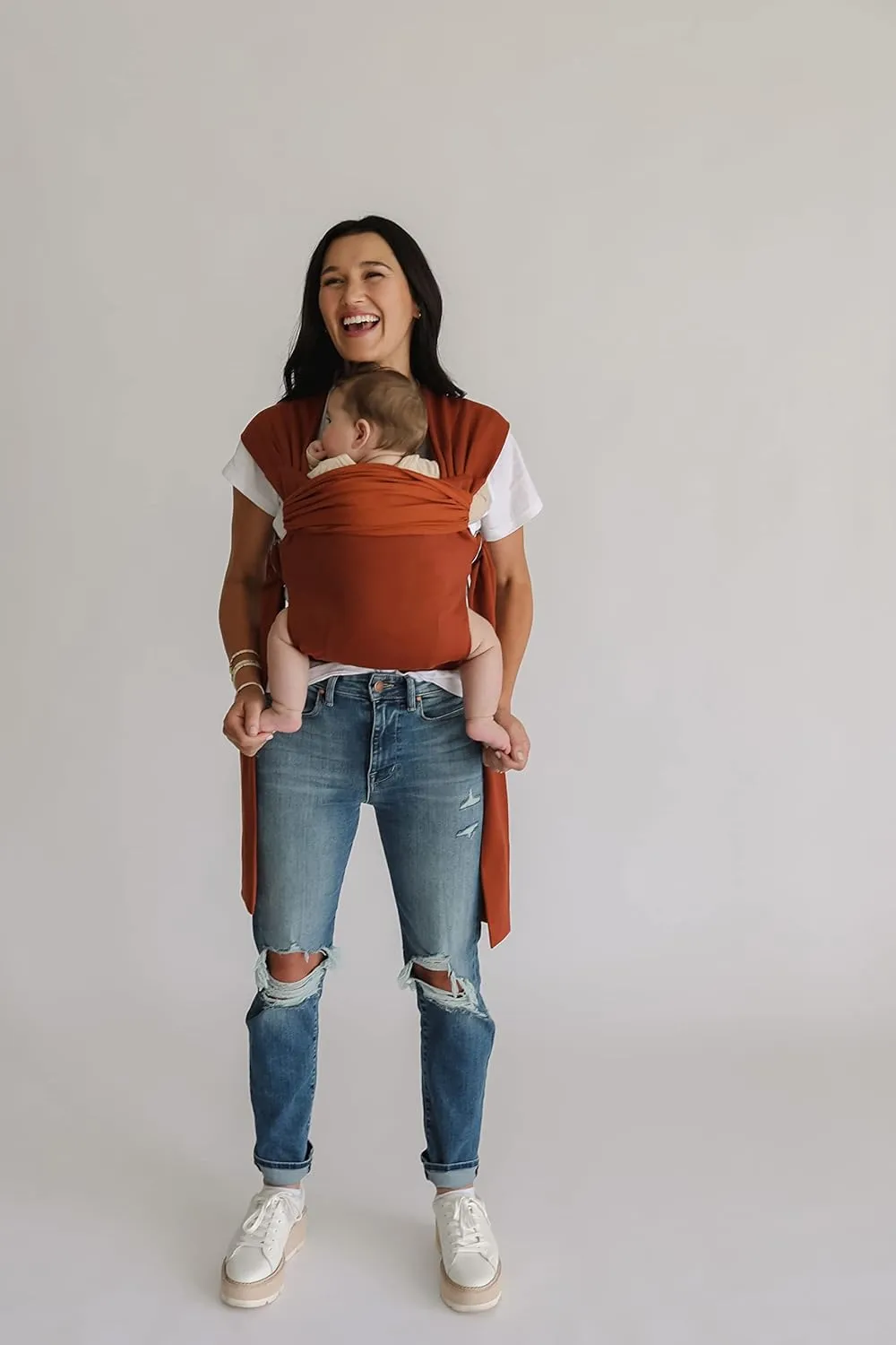 Lalabu The Simple Wrap Baby Wraps Carrier - Stylish Baby Sling Carrier for Newborns & Toddlers 13-28 lbs. Safety Tested, Easy-to-Use, Ergonomic, & Comfortable - Clay