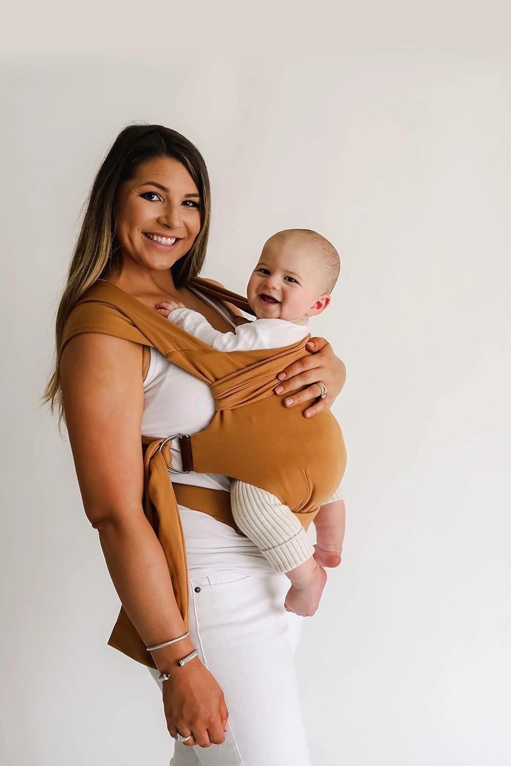 Lalabu The Simple Wrap Baby Wraps Carrier - Stylish Baby Sling Carrier for Newborns & Toddlers 13-28 lbs. Safety Tested, Easy-to-Use, Ergonomic, & Comfortable - Camel